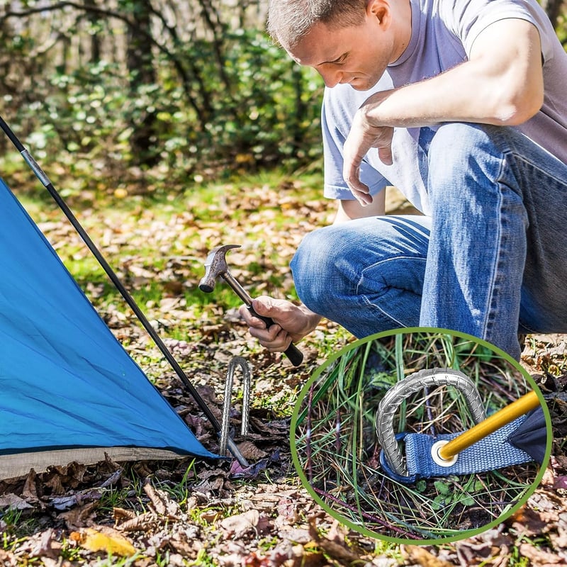 Graxury 10 db 30 cm-es trampolín föld rögzítő szög - rozsdamentes acél J-horog