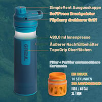 Sticlă cu filtru de apă GRAYL UltraPress 473 ml - Pentru drumeții, camping și călătorii, sticlă filtrantă, Forest Blue 6