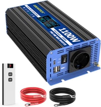 GREANTECK 1100W Tiszta Szinusz Inverter 12V-ról 230V-ra USB-C LCD Kijelzővel 1