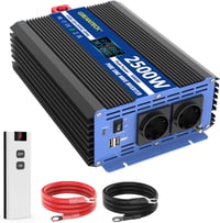 GREANTECK 2500W Tiszta Szinusz Inverter 12V-220V LCD Kijelzővel Távirányítóval USB-C 1