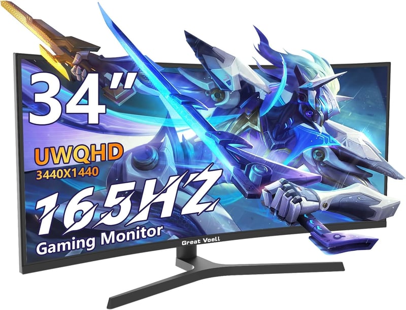 Great Voell 34" ívelt ultrawide gaming monitor - UWQHD 3440x1440, 165Hz, 1500R