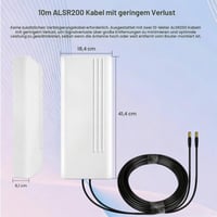 Vonkajšia 5G anténa Greatzer 22dBi, smerová MIMO anténa 600-6000 MHz, duálna polarizácia, zosilňovač pre 4G LTE router, konektory SMA a 2x TS9, 2x 10 m nízkoztratový kábel 4