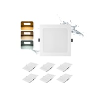 Grebeam 6 ks LED zapustené bodové svietidlo 16W 3CCT 1400lm štvorcové stropné svietidlo 230V IP44 ultratenké 25mm montážny otvor Ø145-160mm teplá neutrálna studená biela 1