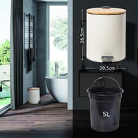 GREELUE 5L Fém Fürdőszobai Szemetes Puha Záródással Bézs 2