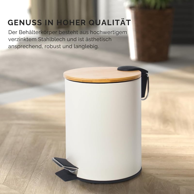 GREELUE 5L Fém Fürdőszobai Szemetes Puha Záródással Bézs