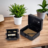 Pokladničný box GREELUE (20x16x8,5 cm) so zámkom na číselný kód, ohňovzdorný, vodoodolný, s priehradkou na mince, malá pokladnička 7