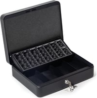 GREELUE Pénzkazetta érmefelismeréssel, 30x24x9 cm, zárható, nagy pénzesdoboz - Black-30 Cm 1