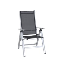 Scaun pliabil Greemotion Monza argintiu/negru, cu spătar reglabil în 7 poziții, pentru utilizare în interior și exterior, suprafață șezut 41x42x44 cm 1