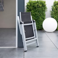 Scaun pliabil Greemotion Monza argintiu/negru, cu spătar reglabil în 7 poziții, pentru utilizare în interior și exterior, suprafață șezut 41x42x44 cm 5