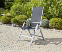 Scaun pliabil Greemotion Monza argintiu/negru, cu spătar reglabil în 7 poziții, pentru utilizare în interior și exterior, suprafață șezut 41x42x44 cm 2
