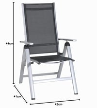Scaun pliabil Greemotion Monza argintiu/negru, cu spătar reglabil în 7 poziții, pentru utilizare în interior și exterior, suprafață șezut 41x42x44 cm 3