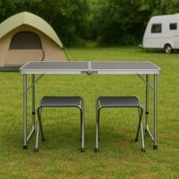 Skladací kempingový stôl so sadou 4 stoličiek Greemotion, 120x60x70 cm, sivý – ultraľahký piknikový a outdoorový stôl 3