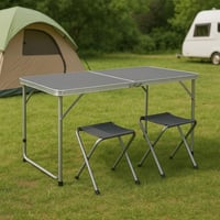 Skladací kempingový stôl so sadou 4 stoličiek Greemotion, 120x60x70 cm, sivý – ultraľahký piknikový a outdoorový stôl 2