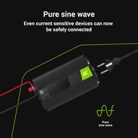Invertor de tensiune Green Cell 300W/600W 24V-230V cu undă sinusoidală pură, convertor DC-AC pentru sisteme solare și bricheta auto 2