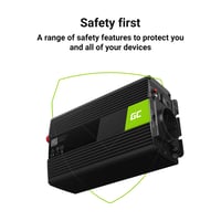 Invertor de tensiune Green Cell 300W/600W 24V-230V cu undă sinusoidală pură, convertor DC-AC pentru sisteme solare și bricheta auto 7