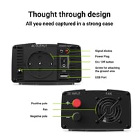 Invertor de tensiune Green Cell 300W/600W 24V-230V cu undă sinusoidală pură, convertor DC-AC pentru sisteme solare și bricheta auto 6