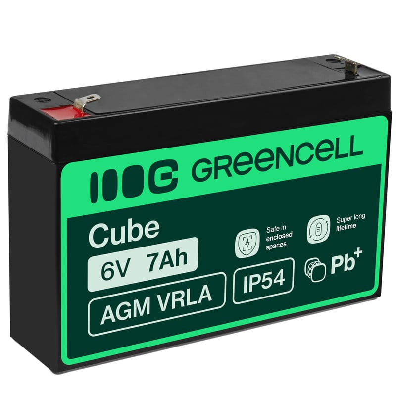 Olovený gélový akumulátor Green Cell AGM VRLA 6V 7Ah pre alarmy, UPS a elektrické hračky - bezúdržbový, cyklický