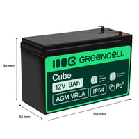 Olovený akumulátor Green Cell AGM06 12V 9Ah AGM VRLA pre UPS, záložné zdroje, alarmy, kosačky a protipožiarne systémy 151x95x65 mm 2