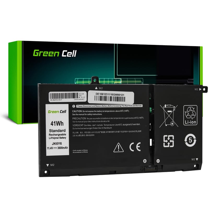 Batéria pre notebook Green Cell JK6Y6 pre Dell Inspiron 13 5300 5301 14 5401 5402 5408 5409 15 5501 5502 Latitude 3120 3510 Vostro 5300 5401 5501 3660 mAh 11,4V čierna