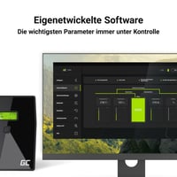 Sursă de alimentare neîntreruptibilă (UPS) Green Cell 2000VA 1200W Line Interactive AVR cu undă sinusoidală simulată, USB, RJ45, 4x prize Schuko, 230V 3
