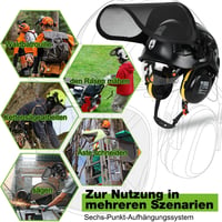 GREEN DEVIL Erdészeti Biztonsági Sisak EN397 Hálós Arcvédelem Fülvédővel 7