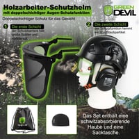 GREEN DEVIL Erdészeti Biztonsági Sisak EN397 Hálós Arcvédelem Fülvédővel 3