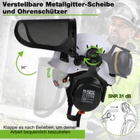 Lesnícka ochranná prilba na motorovú pílu GREEN DEVIL, certifikovaná podľa EN397 – systém 5 v 1 so sieťovým štítom na tvár, integrovaným priezorom a ochranou sluchu – odvetrávaná, unisex 5