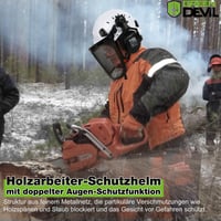 Lesnícka ochranná prilba na motorovú pílu GREEN DEVIL, certifikovaná podľa EN397 – systém 5 v 1 so sieťovým štítom na tvár, integrovaným priezorom a ochranou sluchu – odvetrávaná, unisex 2