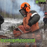 GREEN DEVIL Erdészeti Védősisak EN397 Tanúsítvánnyal - 5 az 1-ben Rendszer Hálós Arcvédővel, Beépített Napellenzővel és Fülvédővel - Szellőz 3