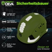 GREEN DEVIL Ipari Védősisak Dupla Látómezővel - EN397 & EN166 Tanúsított, Szellőző ABS Munkavédelmi Sisak Építkezéshez, Füstszínű és Átlátsz 4