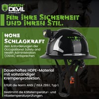 GREEN DEVIL Matrix teljes peremű OSHA építési sisak LED fejlámpa IPX5 és 6 pontos rendszer 4
