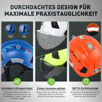 Bezpečnostná prilba 3 v 1 GREEN DEVIL Mervex Vent, EN 397 | S priehľadným/dymovým štítom a ochranou sluchu SNR 32 dB | Priemyselná ABS prilba 53-63 cm na stavbu 5