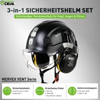 Bezpečnostná prilba 3 v 1 GREEN DEVIL Mervex Vent, EN 397 | S priehľadným/dymovým štítom a ochranou sluchu SNR 32 dB | Priemyselná ABS prilba 53-63 cm na stavbu 2