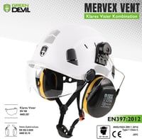 GREEN DEVIL Védősisak Tiszta Arcvédővel és Hallásvédelemmel, Szellőztetett Ipari Sisak EN 397 2