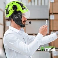 GREEN DEVIL X-Armor Védősisak Aktív Hallásvédelemmel, Átlátszó Rostéllyal, Bluetooth Funkcióval - 32dB SNR, EN397 Ipari Munkavédelmi Sisak 6