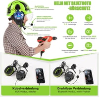 GREEN DEVIL X-Armor Védősisak Aktív Hallásvédelemmel, Átlátszó Rostéllyal, Bluetooth Funkcióval - 32dB SNR, EN397 Ipari Munkavédelmi Sisak 2