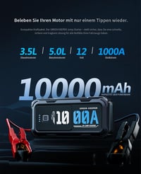 GREEN KEEPER Autó Bikázó Készlet 1000A Hordozható Powerbank 12V Indításrásegítő Benzin Dízel Akkumulátor Töltő Minden Időjárásban 2