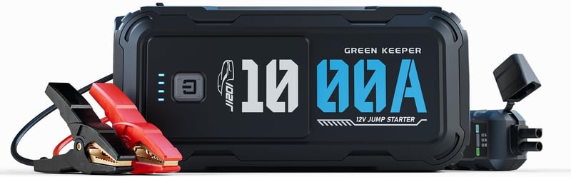 GREEN KEEPER Autó Bikázó Készlet 1000A Hordozható Powerbank 12V Indításrásegítő Benzin Dízel Akkumulátor Töltő Minden Időjárásban