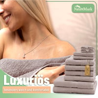 Set de 10 prosoape GREEN MARK Textilien – 100% bumbac – 4 prosoape de mâini 50x100 cm, 2 prosoape de baie 70x140 cm, 2 prosoape pentru oaspeți 30x50 cm, 2 mănuși de baie – nisip/bej 7