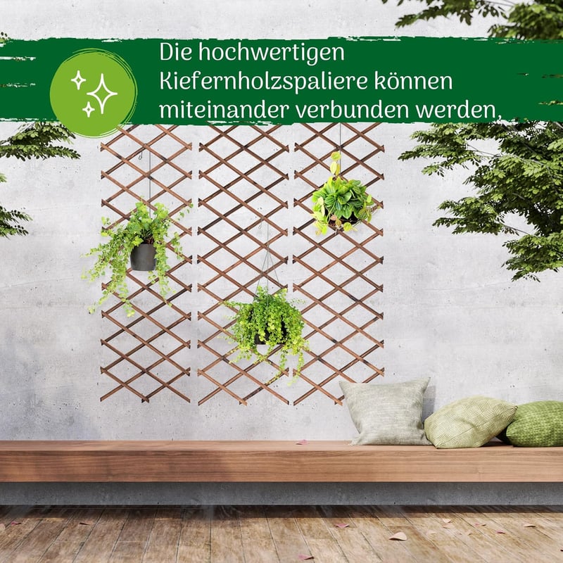 Green Thumbz Fa Spalié Teleszkópos Ollóráccsal 180x25cm Kúszónövényekhez