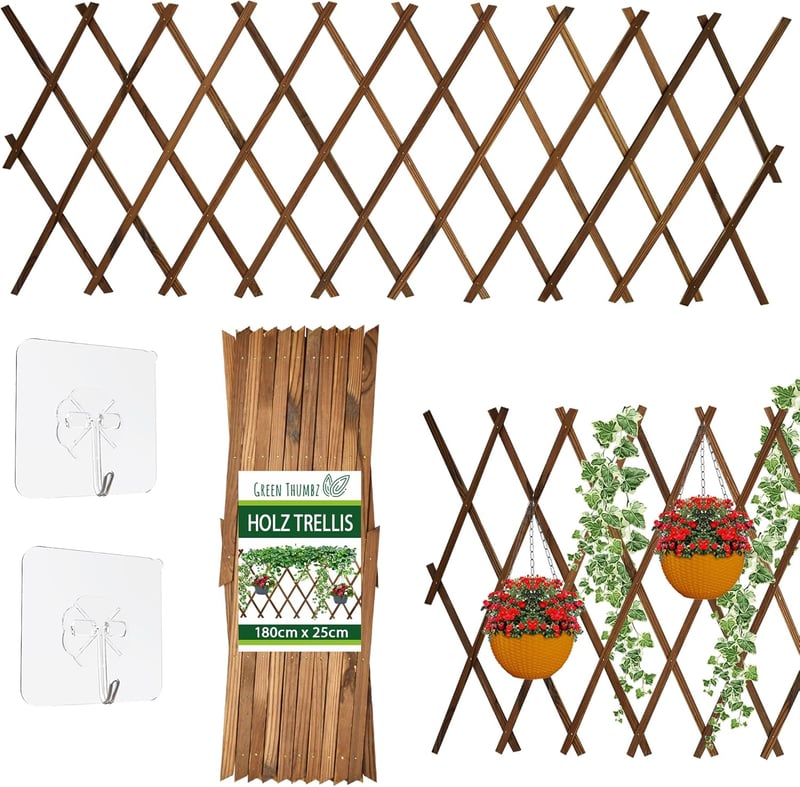 Green Thumbz Fa Spalié Teleszkópos Ollóráccsal 180x25cm Kúszónövényekhez