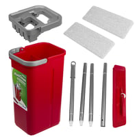 Mop plat cu găleată și storcător GreenBlue MaxiClean GB870 | 2 lavete din microfibră sistem cu două compartimente | Mâner telescopic 360° pentru curățare fără dâre 6