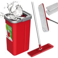 Mop plat cu găleată și storcător GreenBlue MaxiClean GB870 | 2 lavete din microfibră sistem cu două compartimente | Mâner telescopic 360° pentru curățare fără dâre 1
