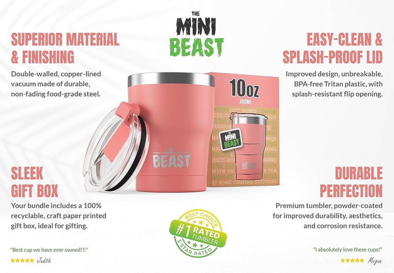 Greens Steel 10 oz rozsdamentes acél termosz pohár rózsaszín