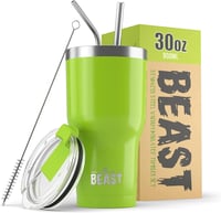Greens Steel Beast Termosz Bögre 900ml Citromfű Zöld Dupla Falú Rozsdamentes Acél Szívószállal Kávé Tea Hideg Italok 1