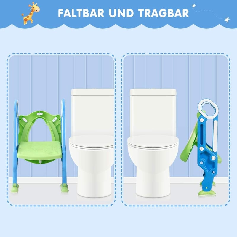 Greensen gyerek WC ülés lépcső funkcióval, magasságállítható toalett adapter puha párnával