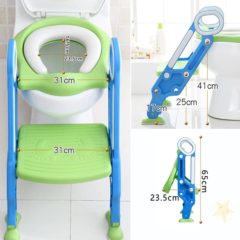 Greensen gyerek WC ülés lépcső funkcióval, magasságállítható toalett adapter puha párnával