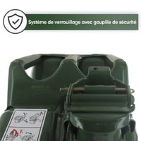Kovová kanister Greenstar 10198, 10 litrov, čierna – so západkovým uzáverom, vnútornou antikoróznou vrstvou, spĺňa normu UN pre prepravu nebezpečných látok 3