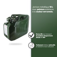 Kovová kanister Greenstar 10198, 10 litrov, čierna – so západkovým uzáverom, vnútornou antikoróznou vrstvou, spĺňa normu UN pre prepravu nebezpečných látok 4
