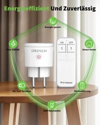 GreenSun Távirányítható Konnektor - Vezeték Nélküli RF Okosaljzat 30m Hatótávval, 3500W Teljesítmény, Egyszerű Smart Home Megoldás 2